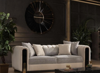 Weißer Dreisitzer Luxus Couch Modernes Edelstahl Design Wohnzimmermöbel